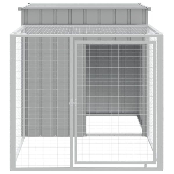 vidaXL Chicken Cage with Run Light Gray 43.3"x79.1"x43.3" Galvanized Steel - Image 3