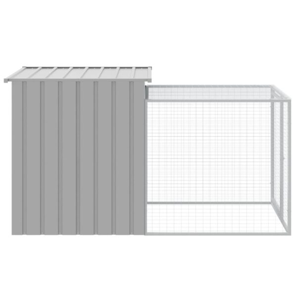 vidaXL Chicken Cage with Run Light Gray 43.3"x79.1"x43.3" Galvanized Steel - Image 4