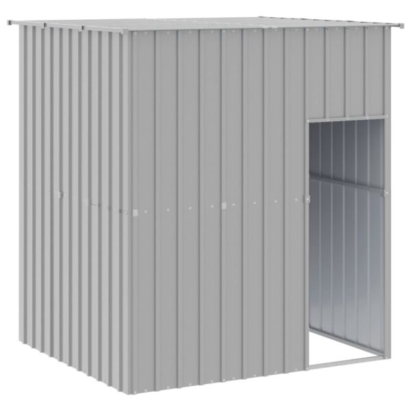 vidaXL Dog House with Roof Light Gray 65"x60.2"x71.3" Galvanized Steel - Image 2