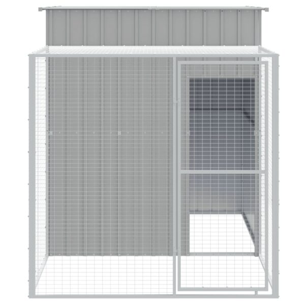 vidaXL Chicken Cage with Run Light Gray 65"x98.8"x71.3" Galvanized Steel - Image 3