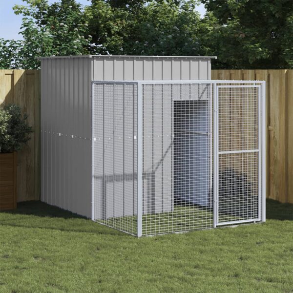 vidaXL Chicken Cage with Run Light Gray 65"x98.8"x71.3" Galvanized Steel