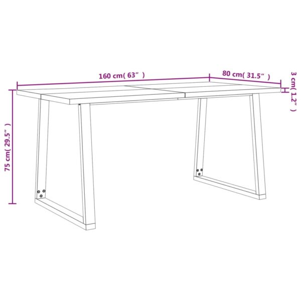 vidaXL Dining Table with Live Edge 63"x31.5"x29.5" Solid Wood Acacia - Image 9