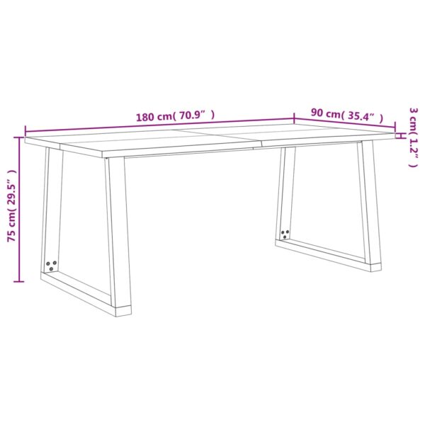 vidaXL Dining Table with Live Edge 70.9"x35.4"x29.5" Solid Wood Acacia - Image 9