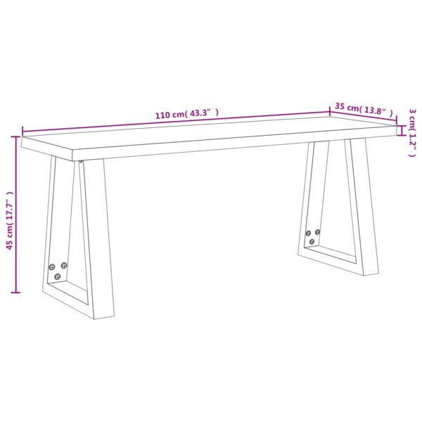 vidaXL Bench with Live Edge 43.3" Solid Wood Acacia - Image 9