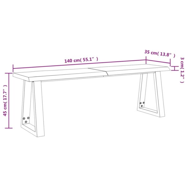 vidaXL Bench with Live Edge 55.1" Solid Wood Acacia - Image 9