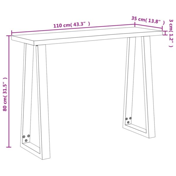 vidaXL Console Table with Live Edge 43.3"x13.8"x31.5" Solid Wood Acacia - Image 9