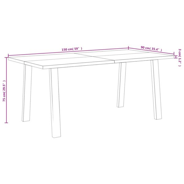 vidaXL Dining Table 59.1"x35.4"x29.5" Solid Wood Acacia - Image 9