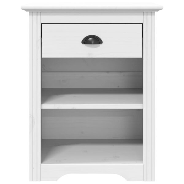 vidaXL Bedside Cabinet BODO White 20.9"x15.2"x26" Solid Wood Pine - Image 3