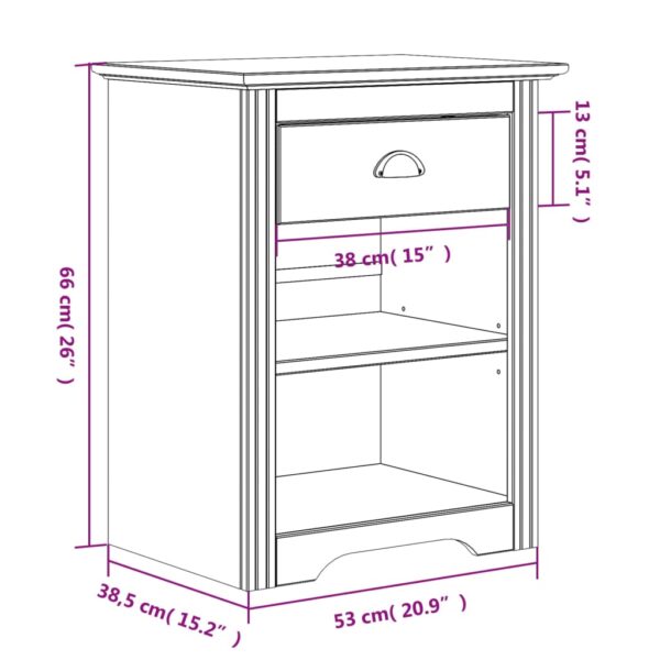 vidaXL Bedside Cabinet BODO White 20.9"x15.2"x26" Solid Wood Pine - Image 8