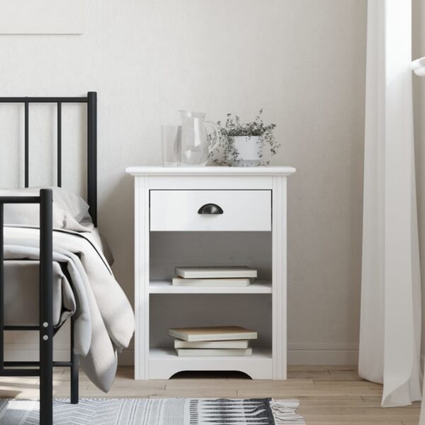 vidaXL Bedside Cabinet BODO White 20.9"x15.2"x26" Solid Wood Pine