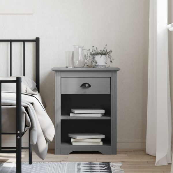 vidaXL Bedside Cabinet BODO Gray 20.9"x15.2"x26" Solid Wood Pine