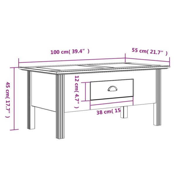 vidaXL Coffee Table BODO White 39.4"x21.7"x17.7" Solid Wood Pine - Image 8