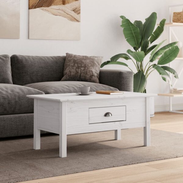 vidaXL Coffee Table BODO White 39.4"x21.7"x17.7" Solid Wood Pine