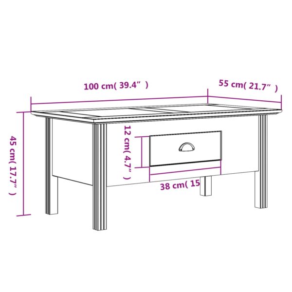 vidaXL Coffee Table BODO Gray 39.4"x21.7"x17.7" Solid Wood Pine - Image 8