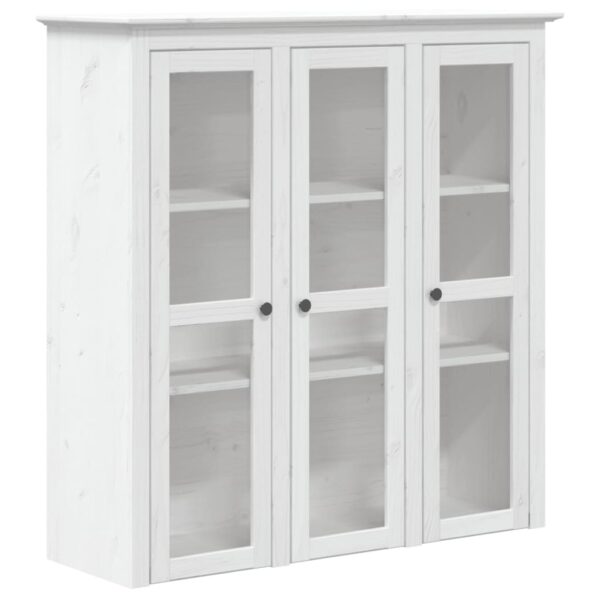 vidaXL Cabinet with Glass Doors BODO White Solid Wood Pine - Image 2