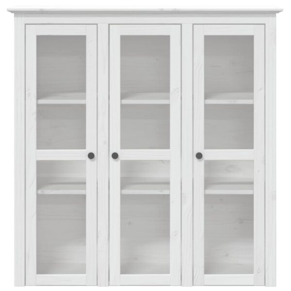 vidaXL Cabinet with Glass Doors BODO White Solid Wood Pine - Image 3