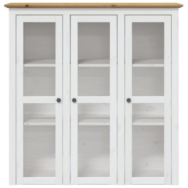 vidaXL Cabinet with Glass Doors BODO White and Brown Solid Wood Pine - Image 3