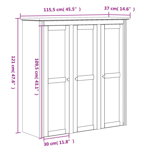 vidaXL Cabinet with Glass Doors BODO White and Brown Solid Wood Pine - Image 8