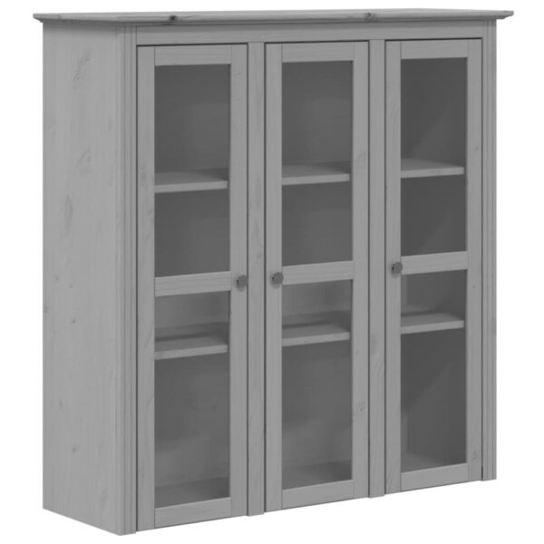 vidaXL Cabinet with Glass Doors BODO Gray Solid Wood Pine - Image 2