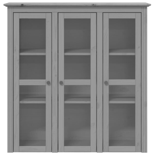 vidaXL Cabinet with Glass Doors BODO Gray Solid Wood Pine - Image 3