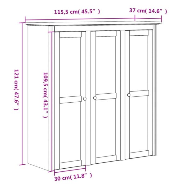 vidaXL Cabinet with Glass Doors BODO Gray Solid Wood Pine - Image 8