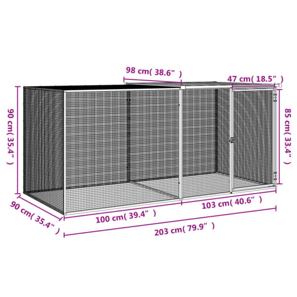 vidaXL Chicken Cage with Roof Anthracite 79.9"x38.6"x35.4" Galvanized Steel - Image 8