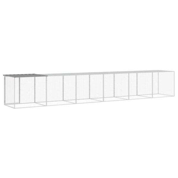 vidaXL Chicken Cage with Roof Light Gray 237.4"x38.6"x35.4" Galvanized Steel - Image 5