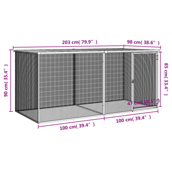 vidaXL Chicken Cage with Roof Anthracite 79.9"x38.6"x35.4" Galvanized Steel - Image 8