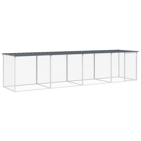 vidaXL Chicken Cage with Roof Anthracite 158.7"x38.6"x35.4" Galvanized Steel - Image 2