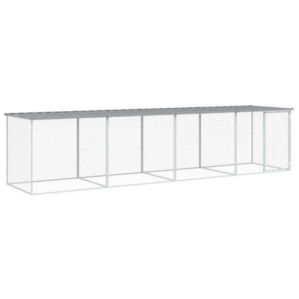 vidaXL Chicken Cage with Roof Light Gray 158.7"x38.6"x35.4" Galvanized Steel - Image 2