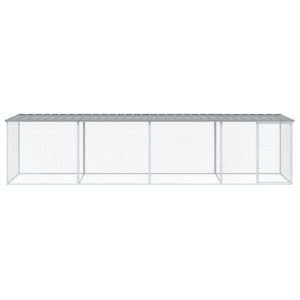 vidaXL Chicken Cage with Roof Light Gray 158.7"x38.6"x35.4" Galvanized Steel - Image 3