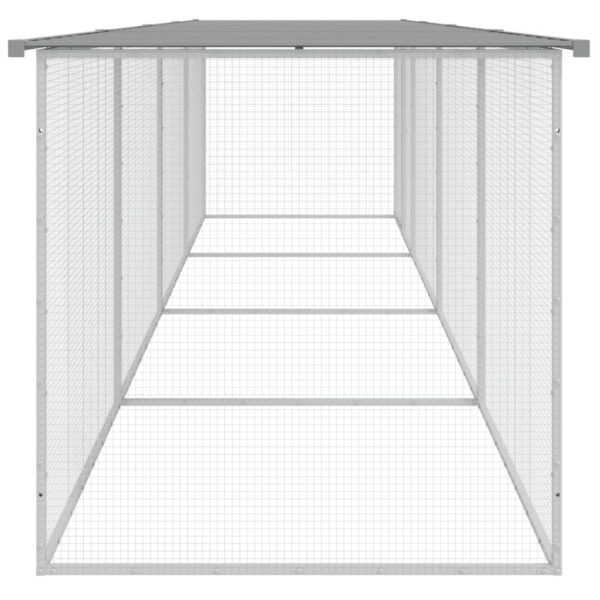 vidaXL Chicken Cage with Roof Light Gray 158.7"x38.6"x35.4" Galvanized Steel - Image 4