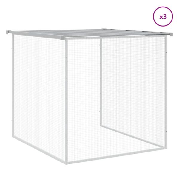 vidaXL Chicken Cage with Roof Light Gray 158.7"x38.6"x35.4" Galvanized Steel - Image 7