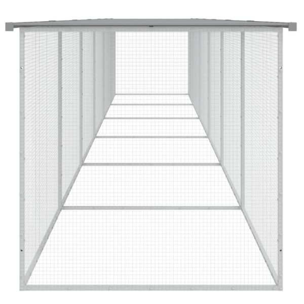 vidaXL Chicken Cage with Roof Light Gray 237.4"x38.6"x35.4" Galvanized Steel - Image 4