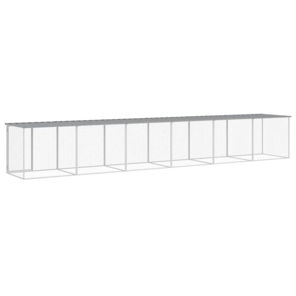 vidaXL Chicken Cage with Roof Light Gray 237.4"x38.6"x35.4" Galvanized Steel - Image 5