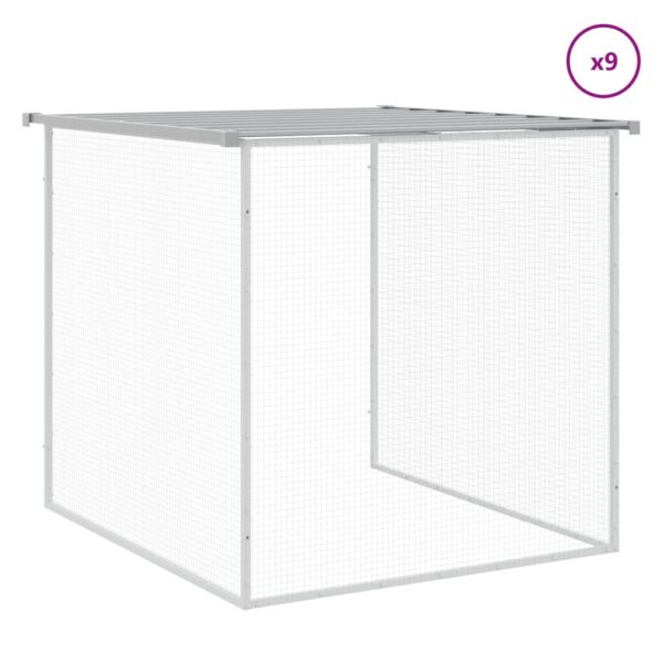 vidaXL Chicken Cage with Roof Light Gray 394.9"x38.6"x35.4" Galvanized Steel - Image 7