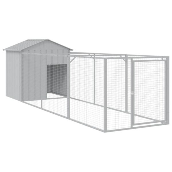 vidaXL Dog House with Roof Light Gray 46.1"x159.4"x48.4" Galvanized Steel - Image 2