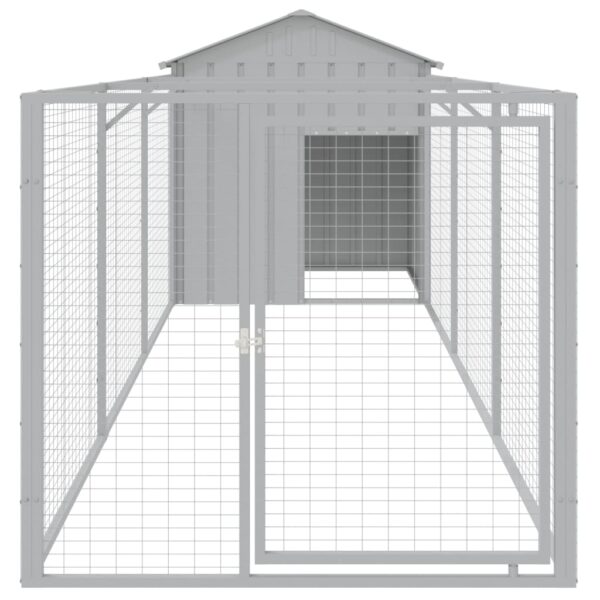 vidaXL Dog House with Roof Light Gray 46.1"x159.4"x48.4" Galvanized Steel - Image 3