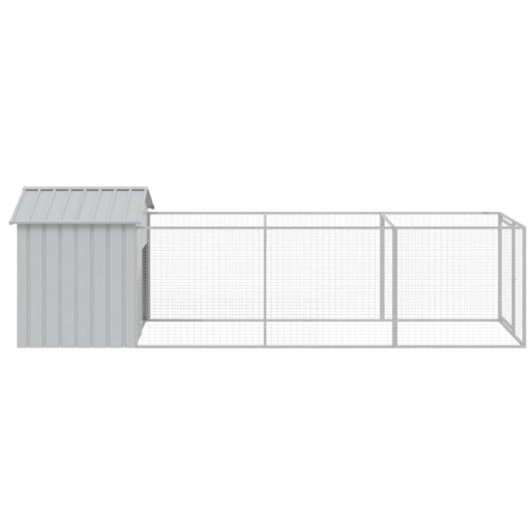 vidaXL Dog House with Roof Light Gray 46.1"x159.4"x48.4" Galvanized Steel - Image 4