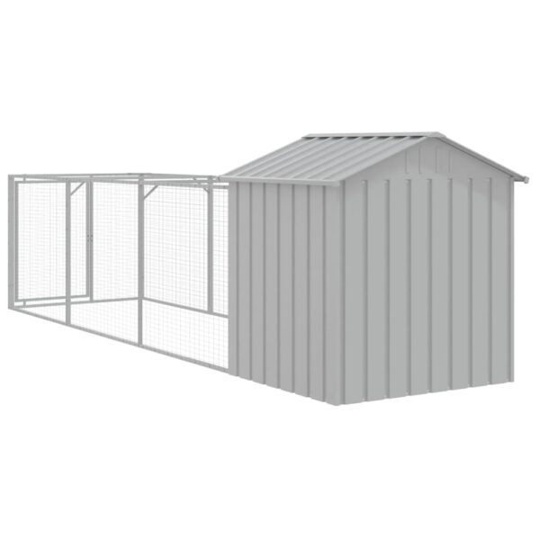 vidaXL Dog House with Roof Light Gray 46.1"x159.4"x48.4" Galvanized Steel - Image 5