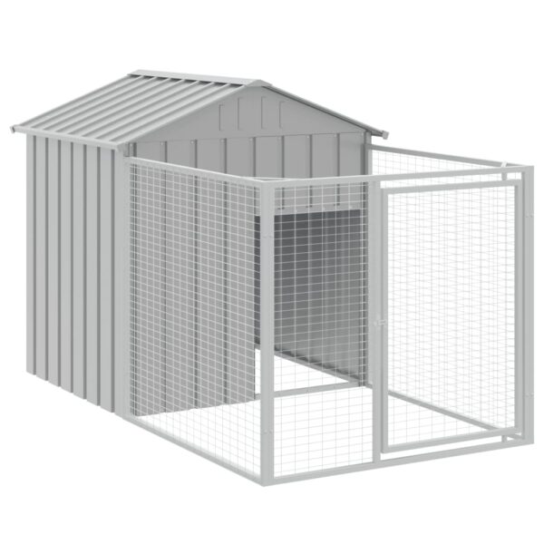 vidaXL Dog House with Roof Light Gray 46.1"x159.4"x48.4" Galvanized Steel - Image 6