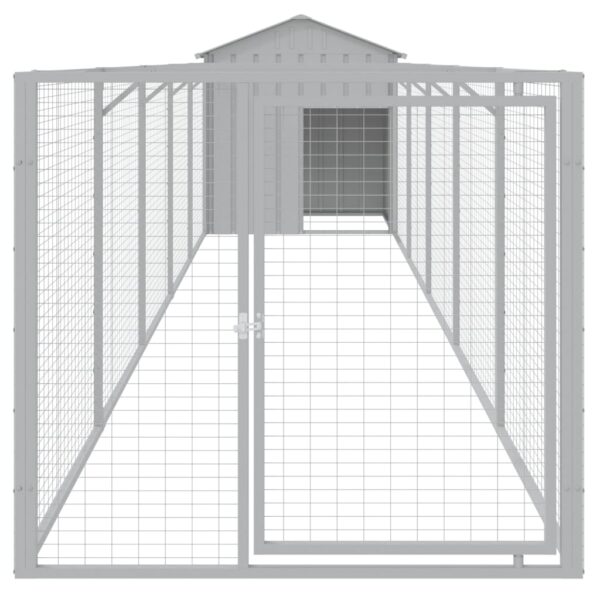 vidaXL Dog House with Roof Light Gray 46.1"x239.8"x48.4" Galvanized Steel - Image 3