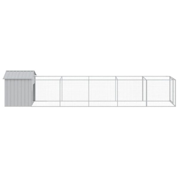 vidaXL Dog House with Roof Light Gray 46.1"x239.8"x48.4" Galvanized Steel - Image 4