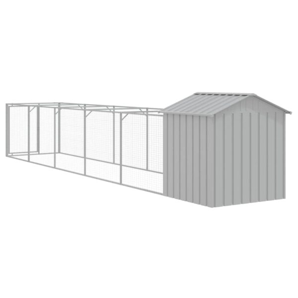 vidaXL Dog House with Roof Light Gray 46.1"x239.8"x48.4" Galvanized Steel - Image 5