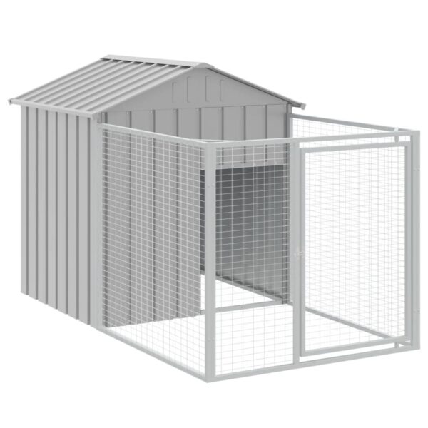 vidaXL Dog House with Roof Light Gray 46.1"x239.8"x48.4" Galvanized Steel - Image 6