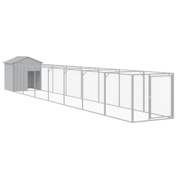 vidaXL Dog House with Roof Light Gray 46.1"x320.1"x48.4" Galvanized Steel - Image 2