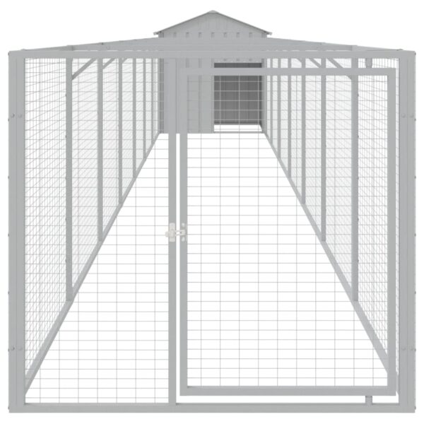 vidaXL Dog House with Roof Light Gray 46.1"x320.1"x48.4" Galvanized Steel - Image 3