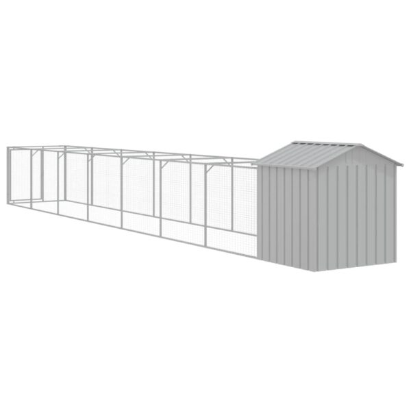 vidaXL Dog House with Roof Light Gray 46.1"x320.1"x48.4" Galvanized Steel - Image 5