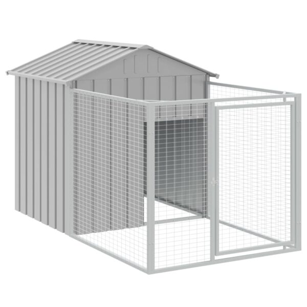 vidaXL Dog House with Roof Light Gray 46.1"x320.1"x48.4" Galvanized Steel - Image 6