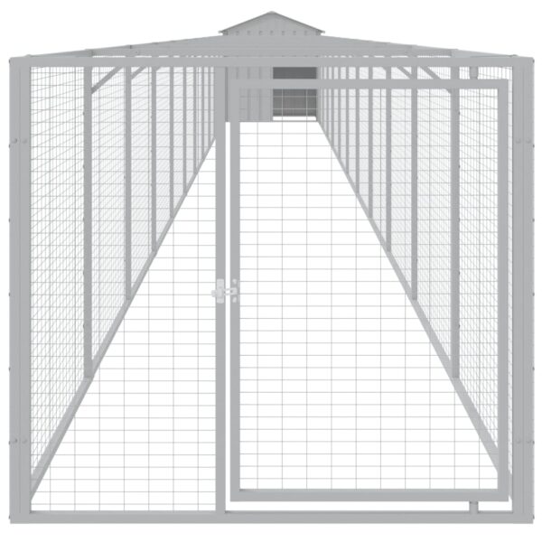 vidaXL Dog House with Roof Light Gray 46.1"x480.7"x48.4" Galvanized Steel - Image 3